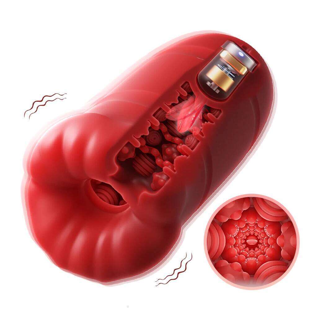 Male Automatic Aircraft Cup Realistic Tongue Licking Vibrator Penis Delayed Ejaculation Exerciser Sex Machine For Adult Men 18+ W260305