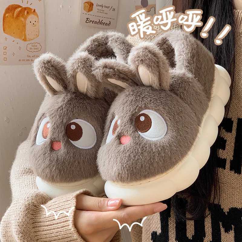 Winter Home Cartoon Fuzzy Slipper Warm Panda rabbit Fur Plush Indoor Women House Shoe Thermal Furry Flat Flip Flop Funny Female S260305
