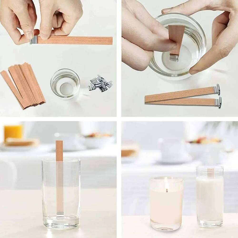Wood Soy DIY Kit Handcrafted Aromatic Candles with Single Wick Design Paraffin Candle Instructions W260304 W260305
