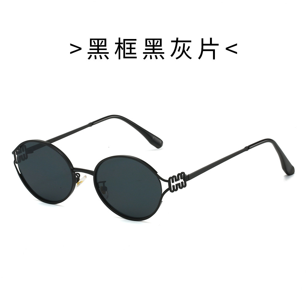 25 new frame metal sunglasses for women, fashionable and high-end, anti-blue light, round frame, unique design