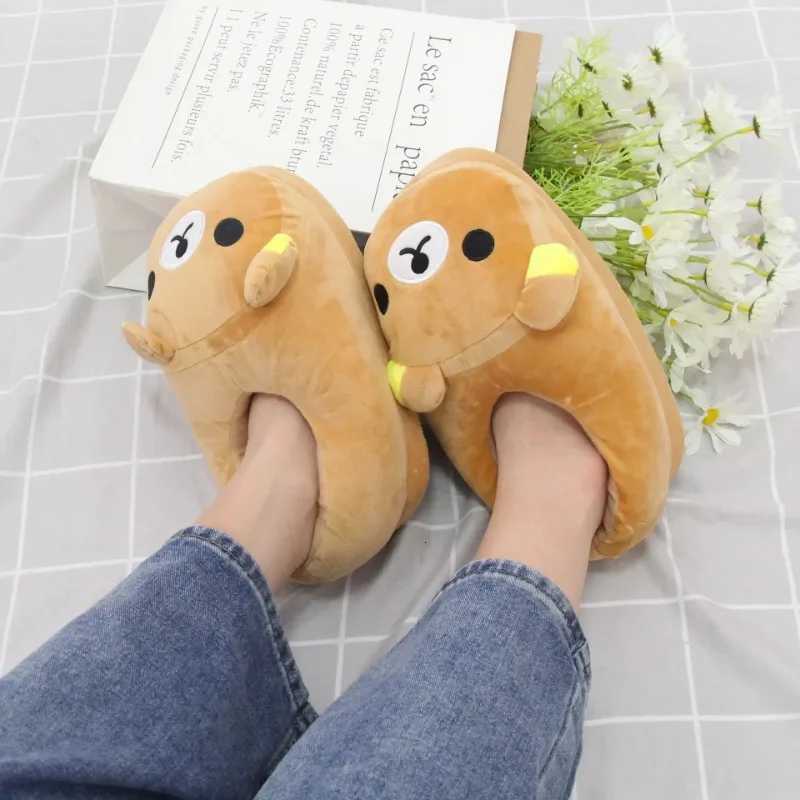 luxury Winter Bear Cotton Ladies Slippers House Home Cartoon Cute Bear Home Indoor Couple Female Warm Indoor Slipper Casual S260305