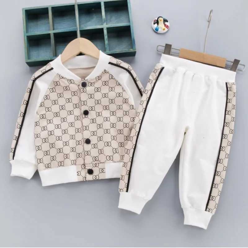 Kids Monogram Tracksuits 2Pcs, Spring Autumn Cotton Baseball Jacket & Pants Set, Toddler Boys Fashion Sports Outfits 2YT260306