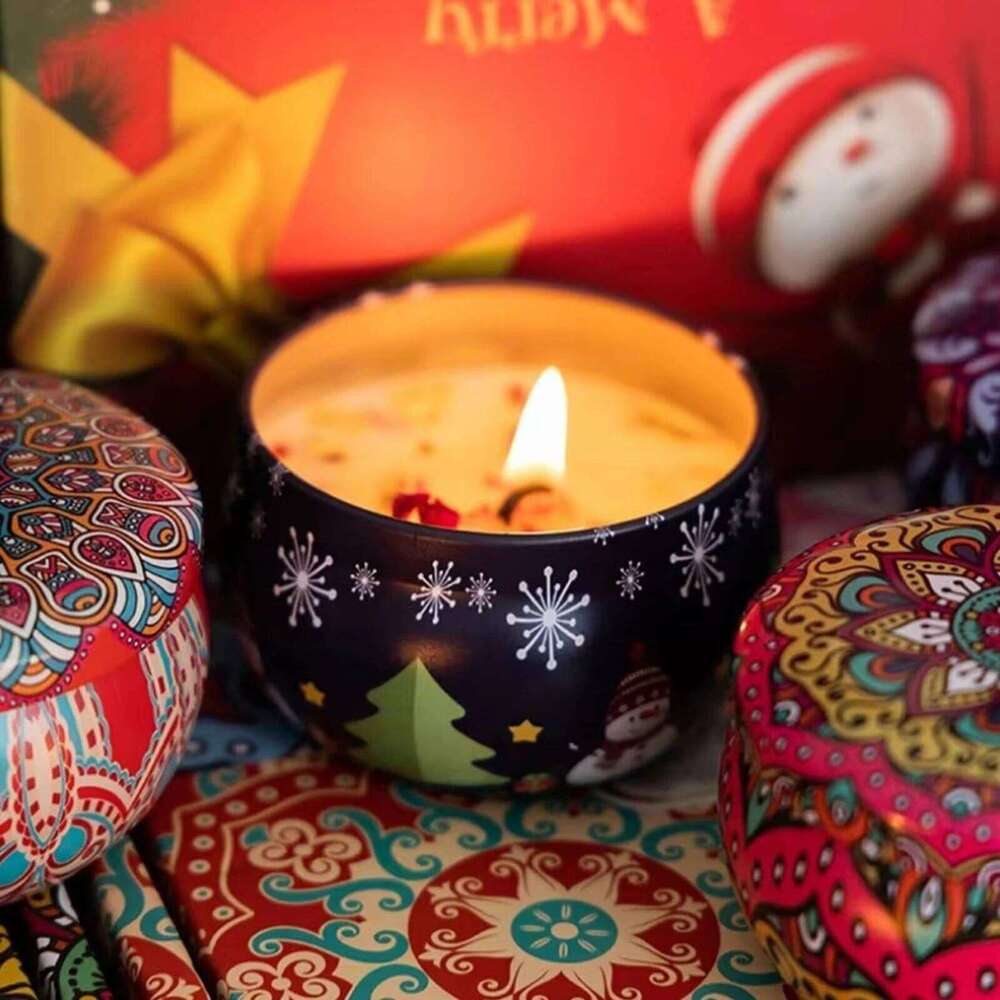 Soy Wax Christmas Scented Gift Set - for Holiday Party Decor with Long-Lasting Fragrances 8pcs Xmas Aromatherapy Candle W260304 W260305