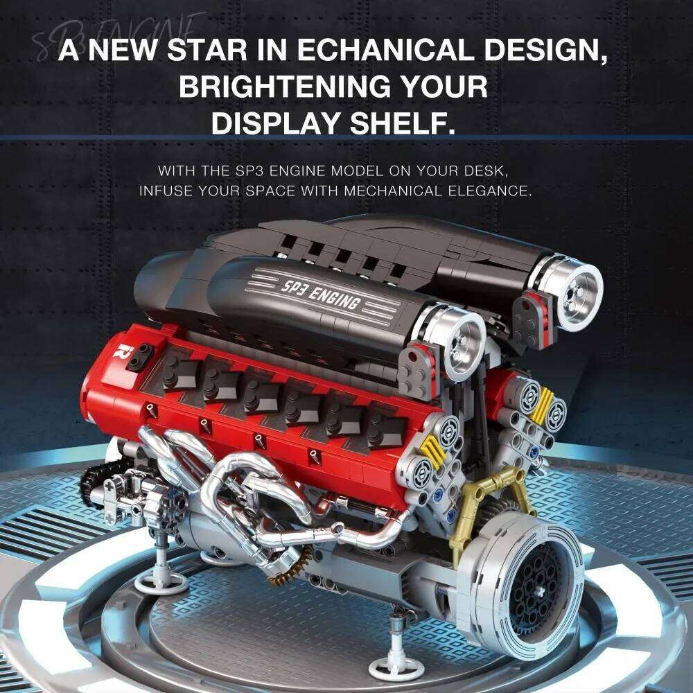 1240PCS SP3 12 Cylinder Internal Combustion Engine Technology Bricks Model Desktop Ornaments Kids Educational Toys Z260305