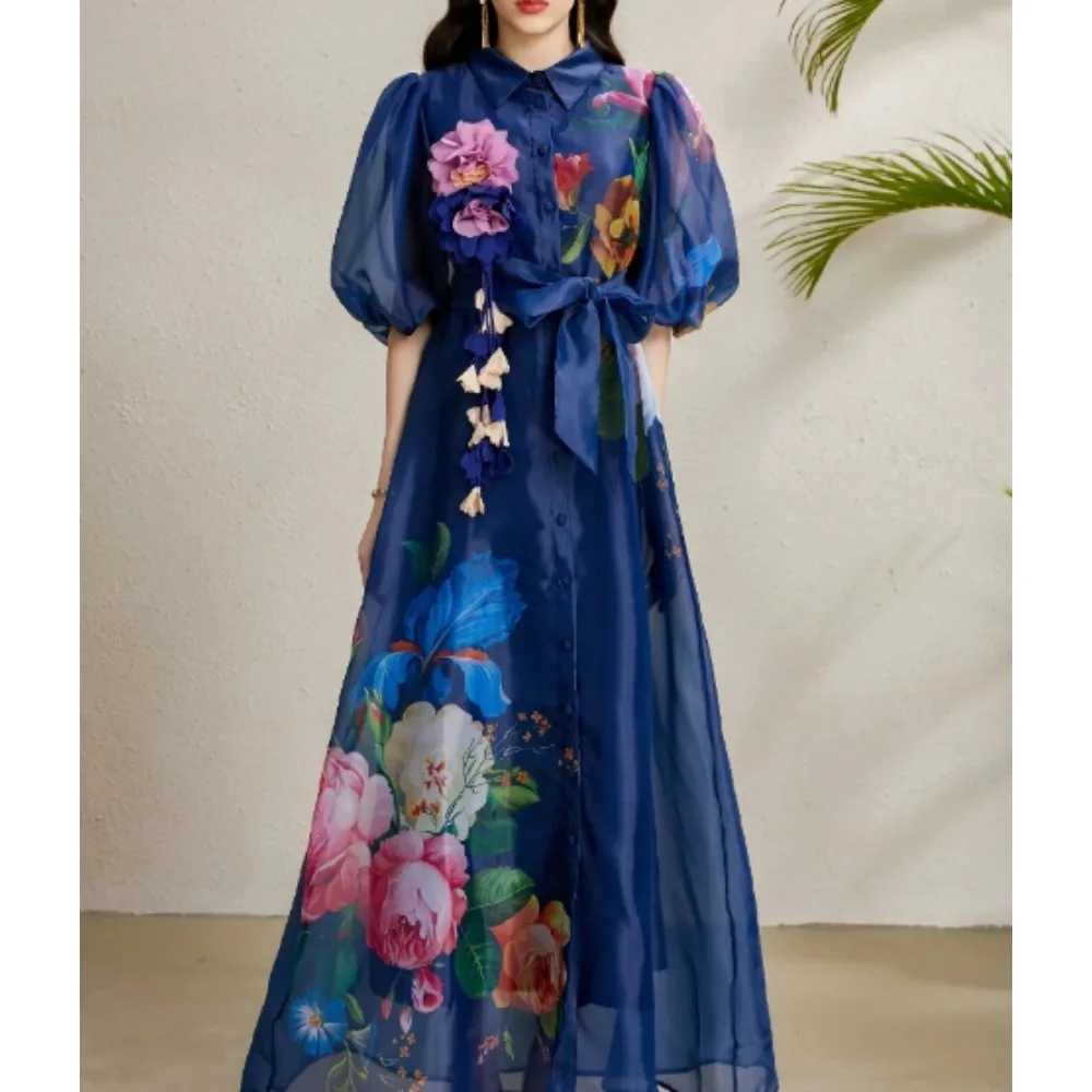 Chic vintage Sexy V-neck Three-dimensional Spliced Fairy Summer Women Boho Sundress women clothing Long dress X260306
