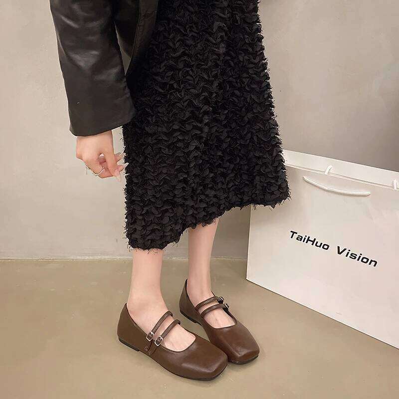 2025 Spring/Summer Elegant Retro Mary Jane Casual Flat New Fashion Soft Comfortable Ballet Shoes Women Chaussure Femme