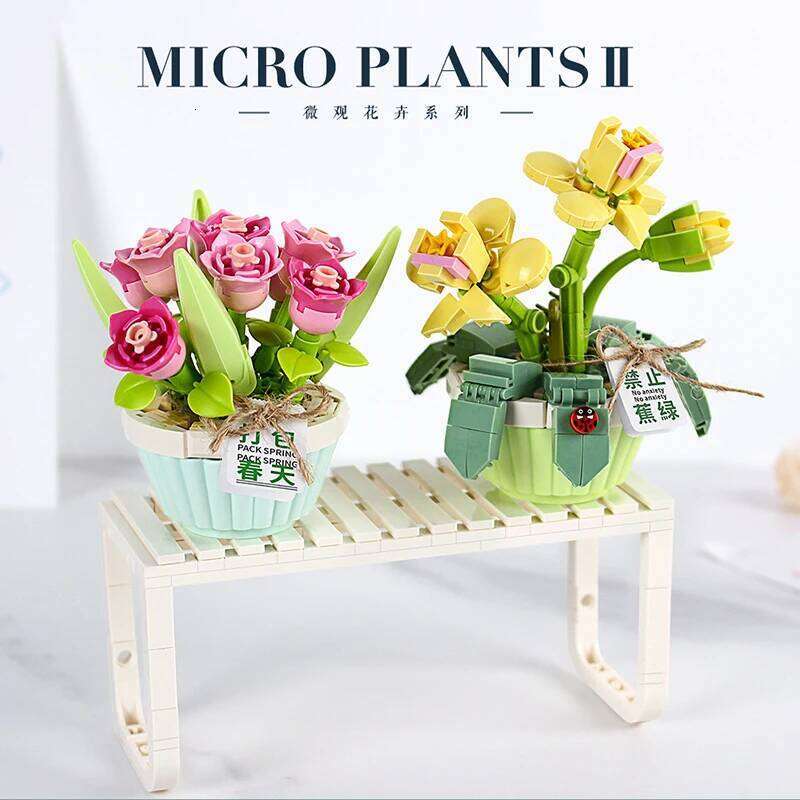 Mini Bonsai Building Blocks DIY Green Plant Bouquet Potted Model Flower Block Home Decoration Girl Gift Children's Toys Z260306