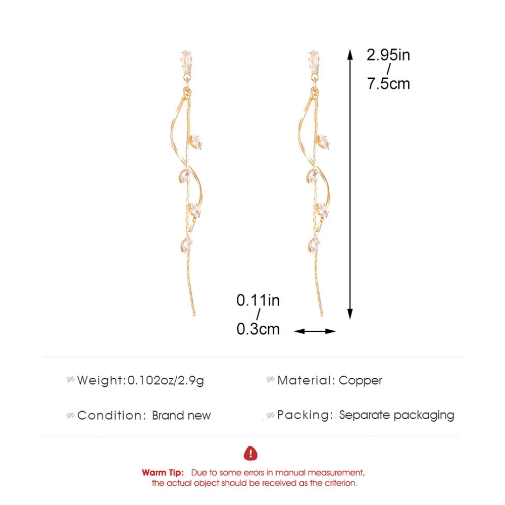Korean Fashion Long Tassel Earrings For Women Ins Rotating Twisted Zircon Dangle Earings Gold Color Jewelry Gift KDE208 260303