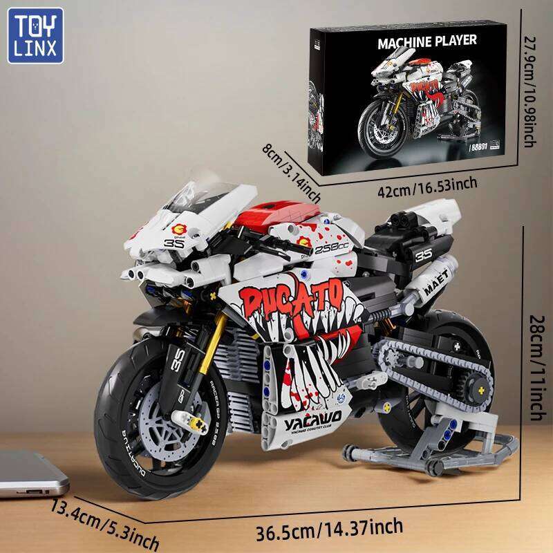 883PCS Technical Classic 1:10 Motorbike Building Model Blocks Moto Road Racer Bricks Christmas Gifts Toy For Children Adults Z260305