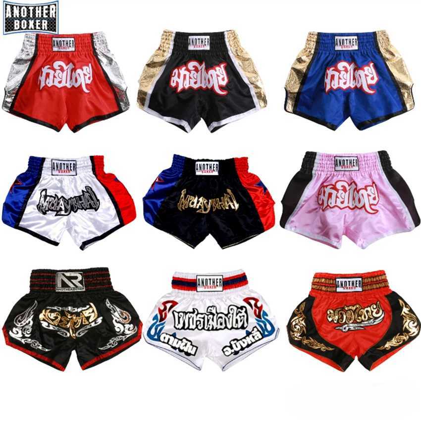 Muay Thai Shorts Men Women Chidren Patchwork Embroidery Boxing Grappling Shorts Combat Kickboxing Training Gym Team Trunks X260306