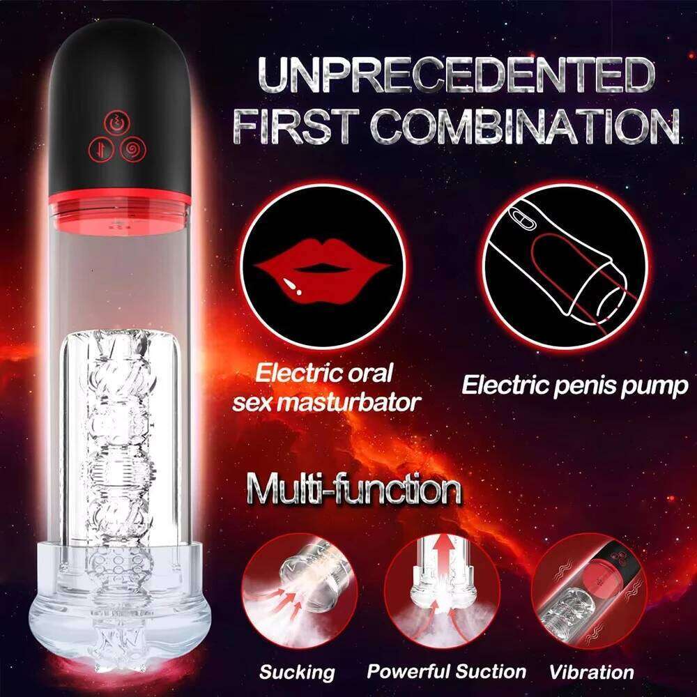 Electric Penis Pump Male Masturbator Penile Vacuum Automatic Enlargement Enhancer Adult Sex Toys Blowjob Cup for Men W260305