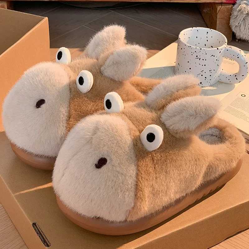 Cartoon cotton slippers for women in autumn and winter waterproof thick bottom new indoor home decor wrapped in warm cotton s S260305
