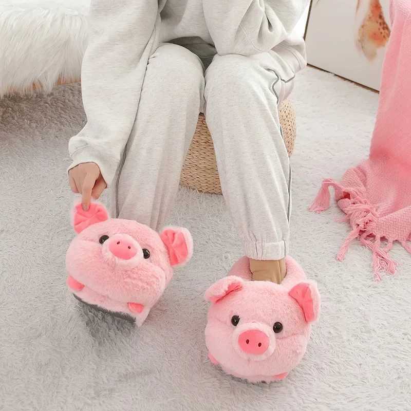 Cartoon Couples Home Slippers Men Women Winter Indoor Warmth Piglet Cotton Shoes Plush Floor Anti Slip Slippers Soft Bottom2024 S260305