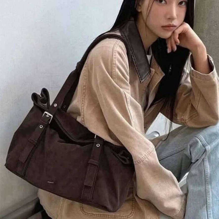 OLOEY Suede Large Capacity Commuter Tote Shoulder Handbag Underarm Bag Soft And Durable Practical Bag
