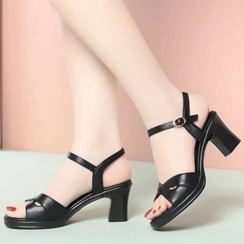 Women's High-Heel Sandals - Chunky-Heel Breathable Comfort Heels, Perfect for Summer Weddings, Evening Events, and Everyday Wear
