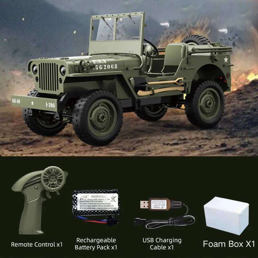 JJRC C8815 Rc Car 1941 JEEP WILLYS 2.4g 4wd RTR Crawler Climbing Scale Military Truck Off-road Vehicle Toy Gift for Children C260305
