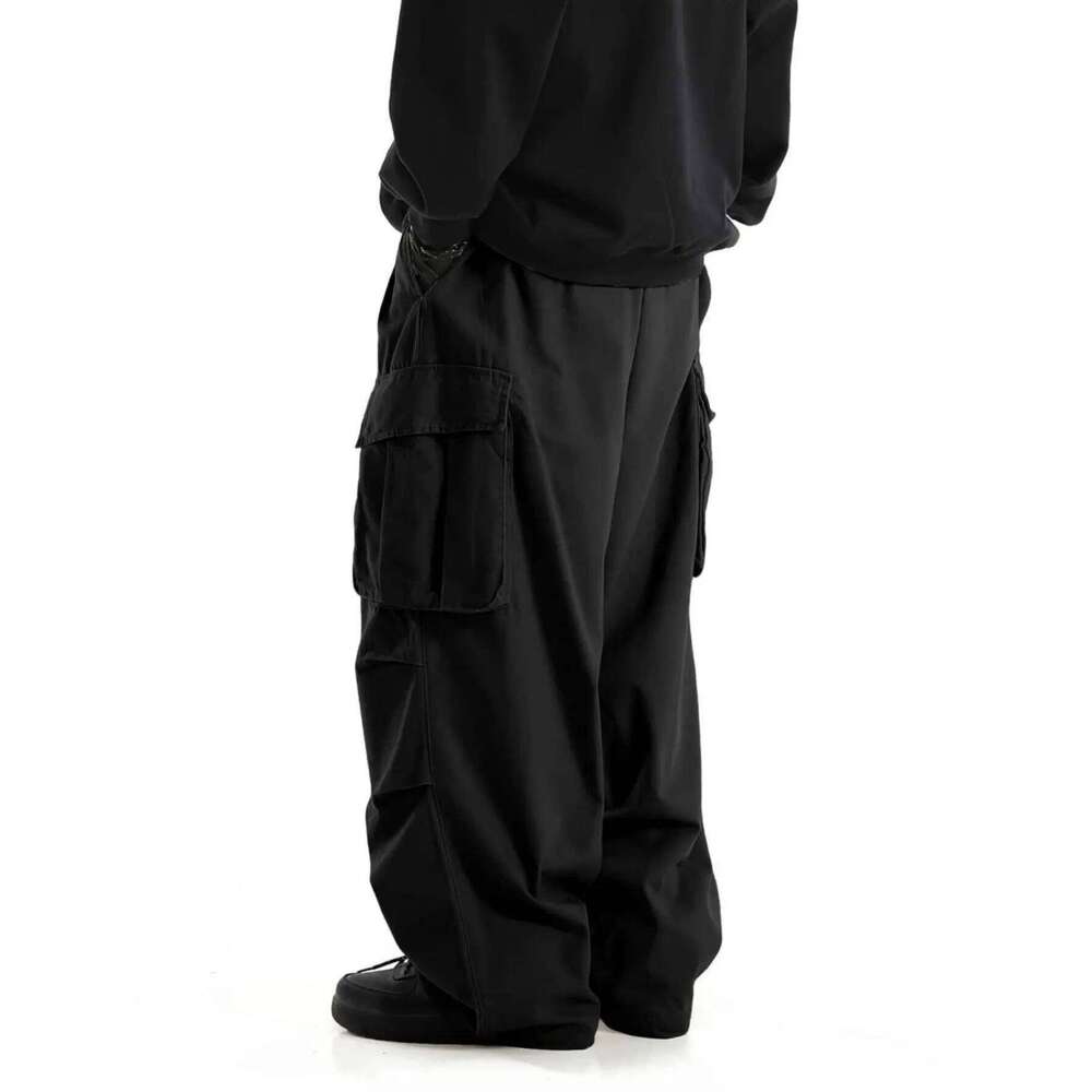 plus Size Men's Workwear Wide Leg Pants Loose Street Style Trendy Cargo Trousers