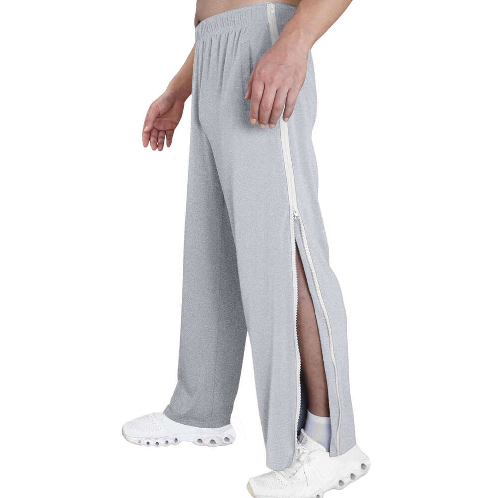 Men's Trendy Sports Zipper Loose Sweatpants Training Quick-Release Basketball Pants Breathable Moisture-Wicking