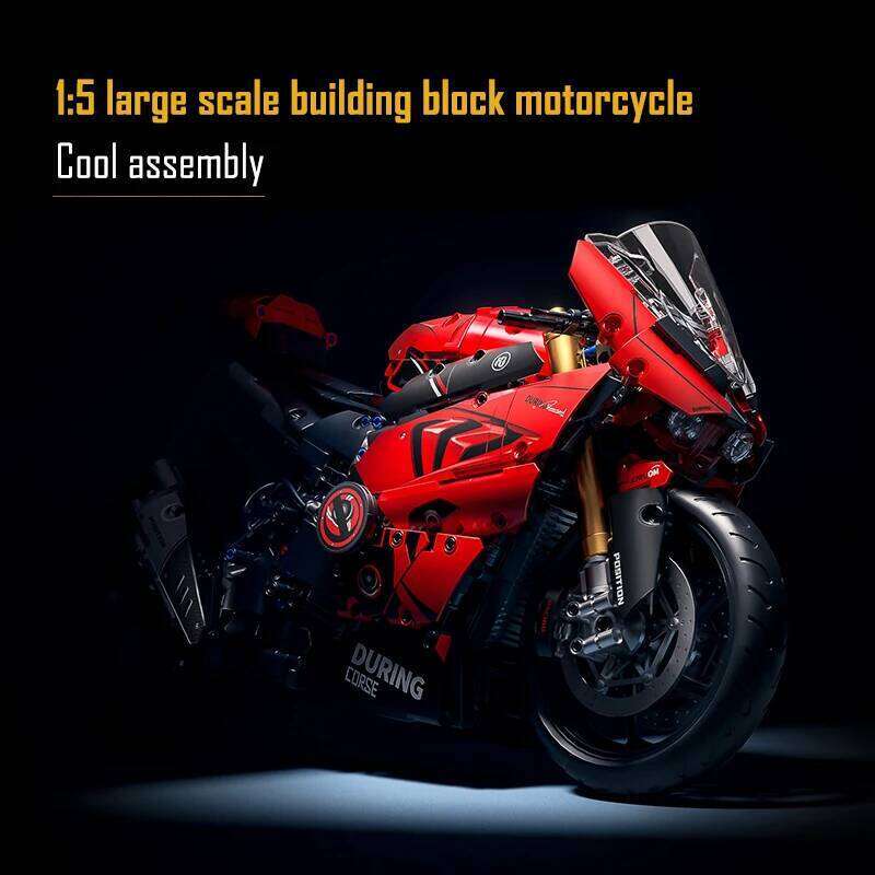 ToylinX 1:5 Motorcycle Building Blocks Set 2024pcs Technical Racing Super Motorbike Model Kids DIY Assembled Toys Gifts For Boys Z260305