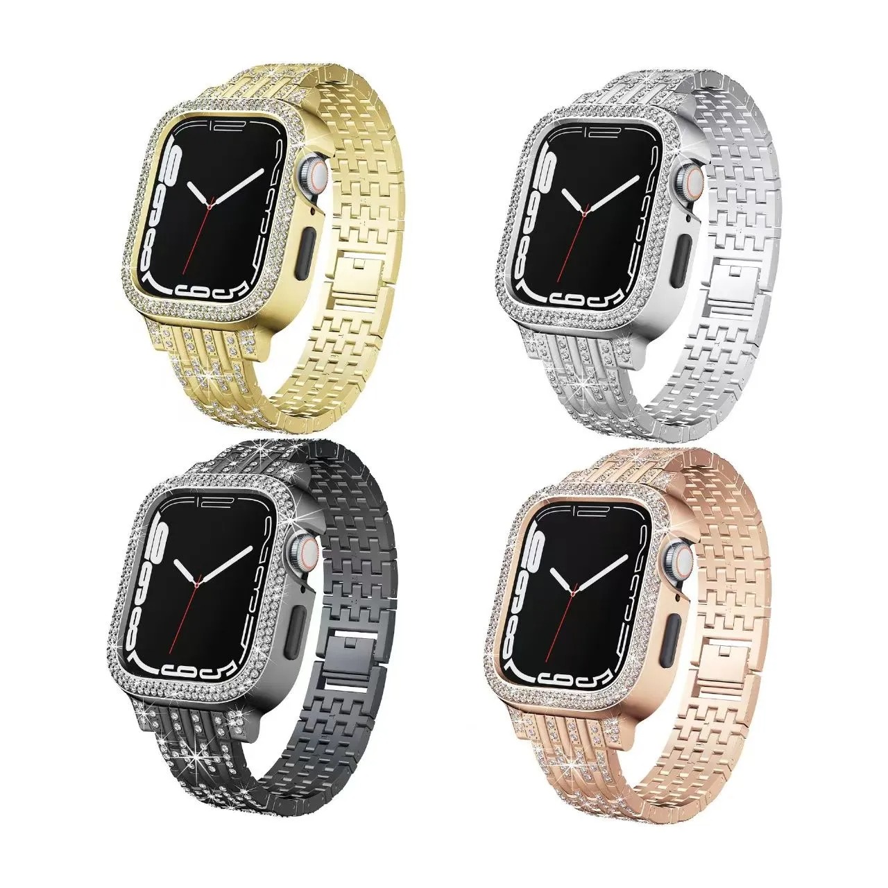 Compatible with Apple Watch S11 Ultra metal band and smartwatch set, moissanite design style, high-end quality