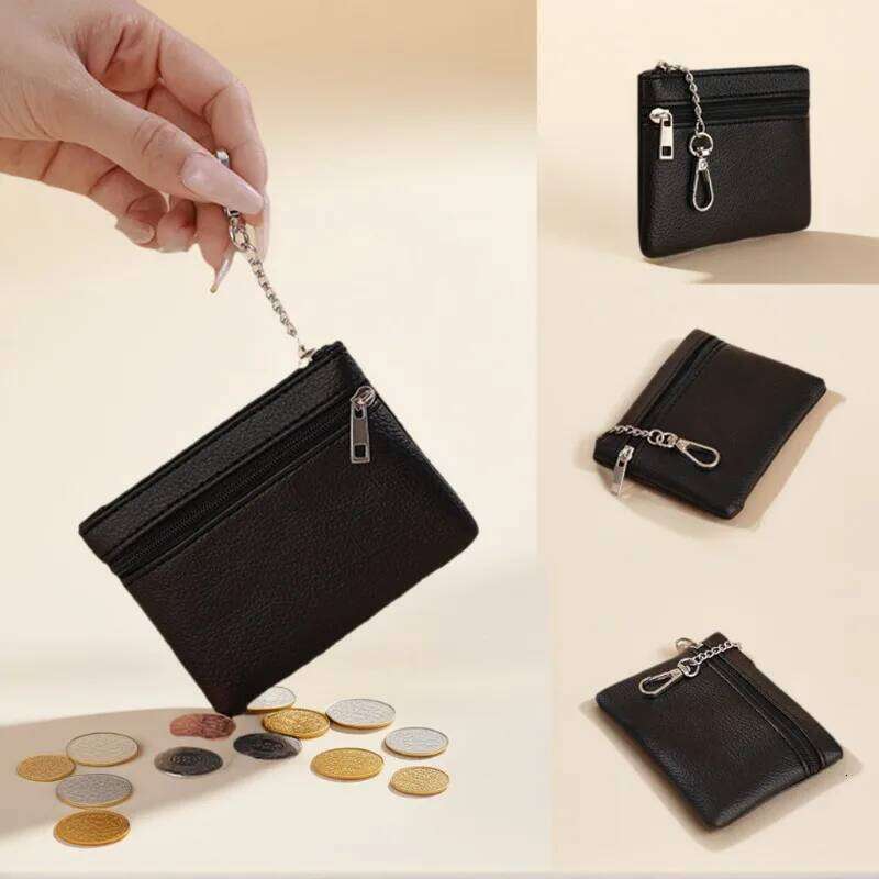 PU Leather Women Sqaure Money Coin Purse with Keychian Solid Color Card Key Holder for Earphones Cash Wallet Case C260304