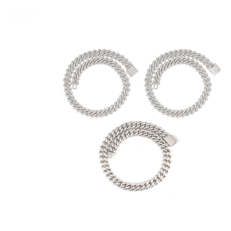 New 925 Silver Moissanite Cuban Chain 14MM Double Row Full Diamond Hip Hop Jewelry HIPHOP Necklace