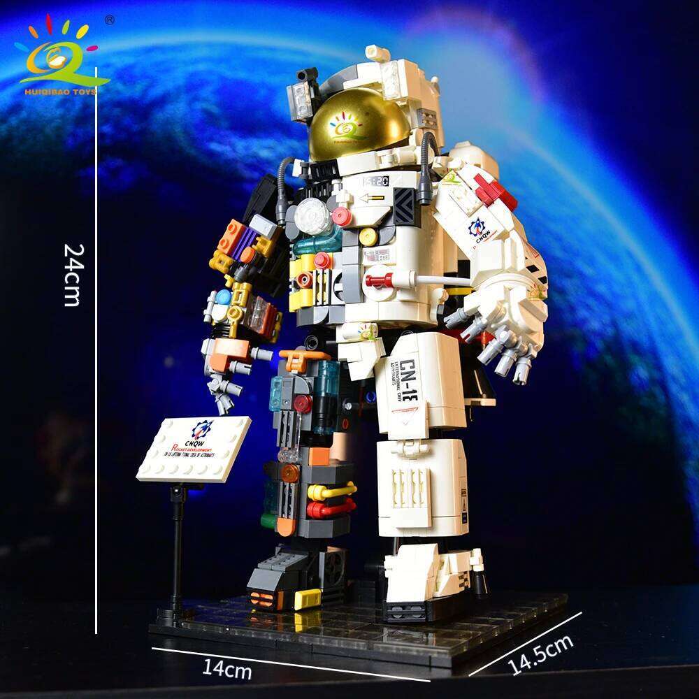 HUIQIBAO MOC Space Astronaut Figures Building Block Model Aerospace Man DIY Ornament Bricks Toy For Children Kids Z260306