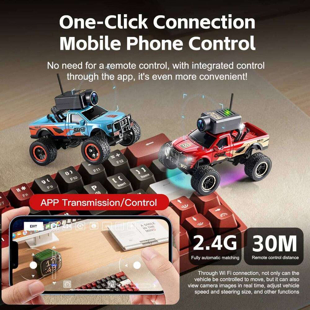 WLtoys 6407 6407-C 1/64 RC Camera Car 4x4 Off-road Big-wheel Climbing Crawler 2.4G Remote Control with Display Screen Vehicle C260305