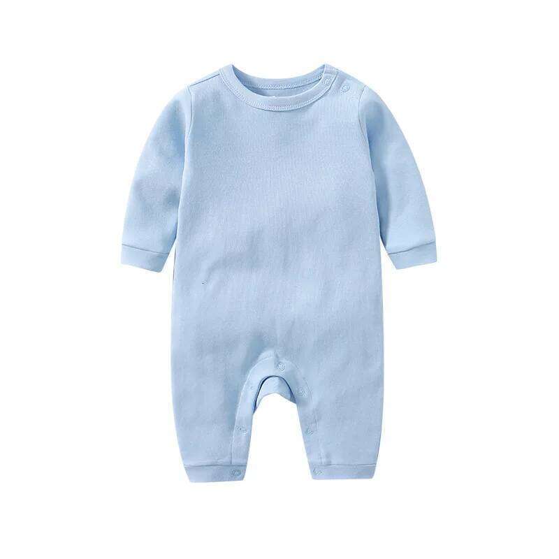 Baby Clothing Jumpsuits 0 To 6 Months Cotton Long Sleeves Solid Color Footless Button-up Onesies Newborn Boy Girl Outfits Z260306
