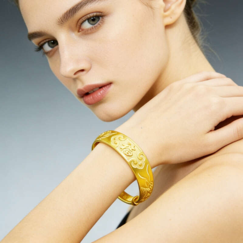 Women's Jewelry 10mm Wide Adjustable Push-Pull Bracelet Traditional Bangle Chinese Style Luxury Gift
