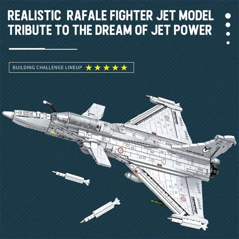 2099PCS Rafale Fighter Model Building Blocks Diy Military Plane Series Assembly Bricks Desktop Ornament Kids Toys Holiday Gifts Z260305