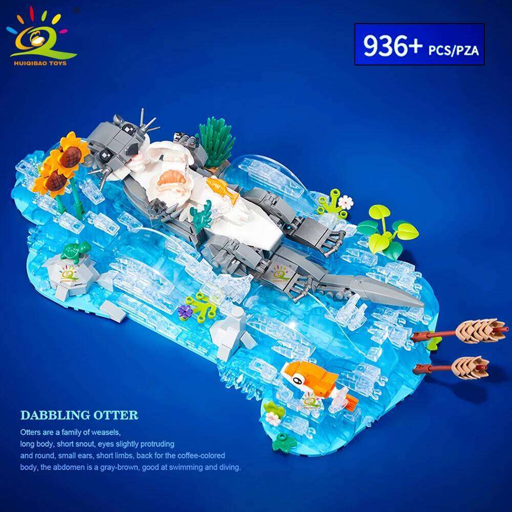 HUIQIBAO MOC Otter Animal Model Building Block Brick Boy Assembly Construction Toy For Children Kid DIY Game Home Desk Decor Z260306