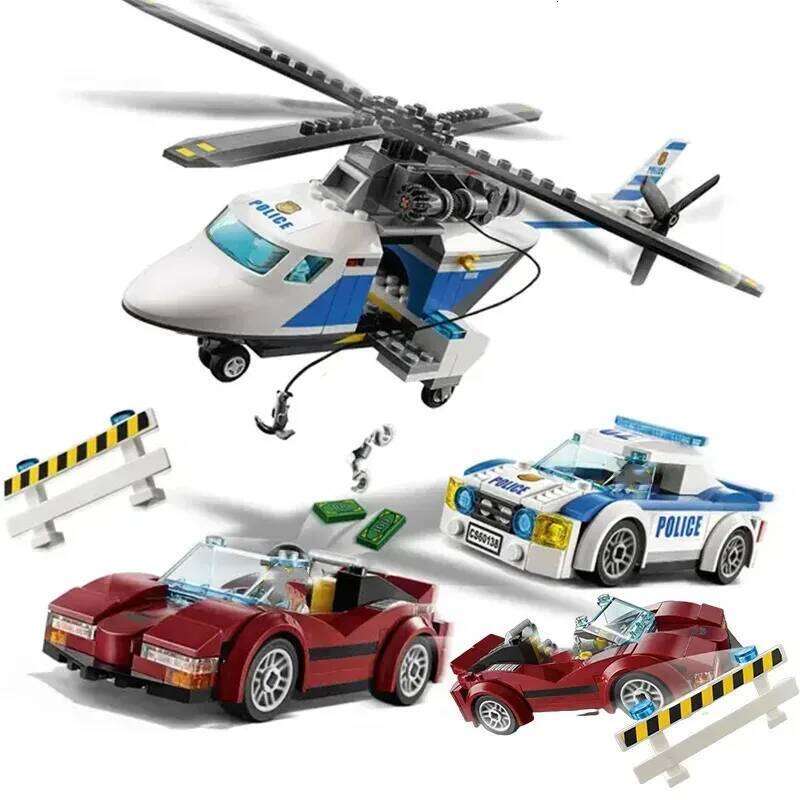 Compatible MOC Sets City Series Building Blocks High-speed Chase Prisoner Police Car Children's Toys Assembling Gift Z260306