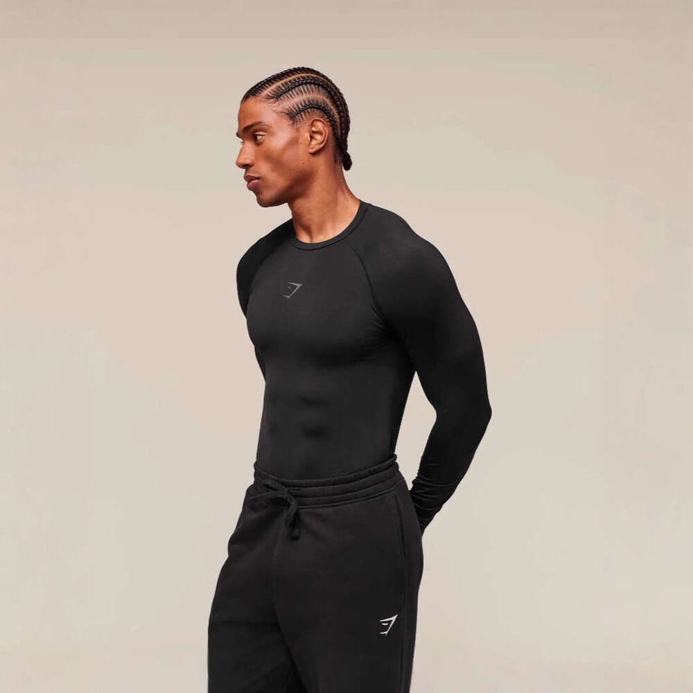 New cross-border GYM muscle fitness men's sports running training elastic breathable quick-dry long-sleeve T-shirt with print TK