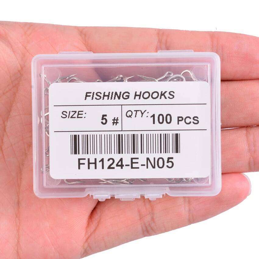 100pcs Saltwater Hook White Color Single Hooks Jig Head Crank Barbed Fishhook Set Kit High Strengt Fishing Tackle Box S260305