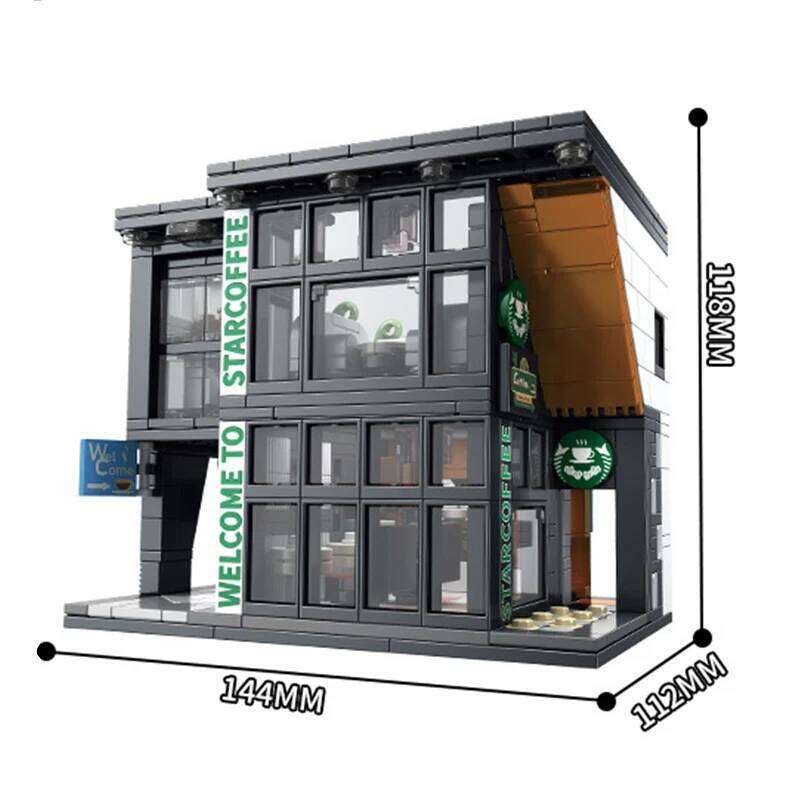 581Pcs City Star Coffee House With Lights Building Blocks Street View Architecture Cafe Shop MOC Bricks Toys Kids Christmas Gift Z260306