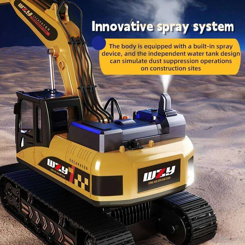 RC Car 12/13/15Ch Excavator Alloy Children's Engineering Vehicle Toy Floor Steering Wheel Remote Controlled Cars Toys for Boys C260305