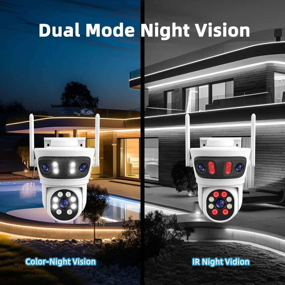 3 Lens Tuya SmartLife 2.4G WiFi+BLE 3MP WiFi Motion Tracking Color Night Vision Outdoor PTZ CCTV Siren Light Alarm Camera 26W0306
