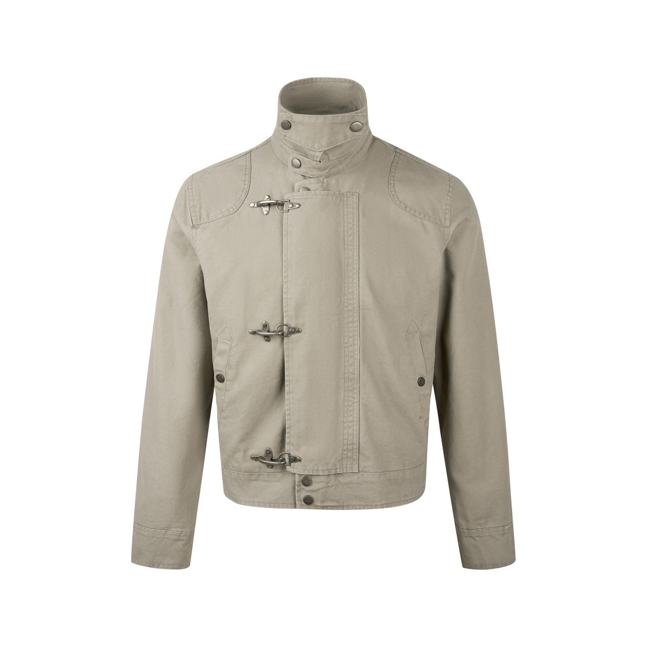 new Casual retro workwear jacket for men and women lobster clasp short cut American stand-up collar trendy jacket