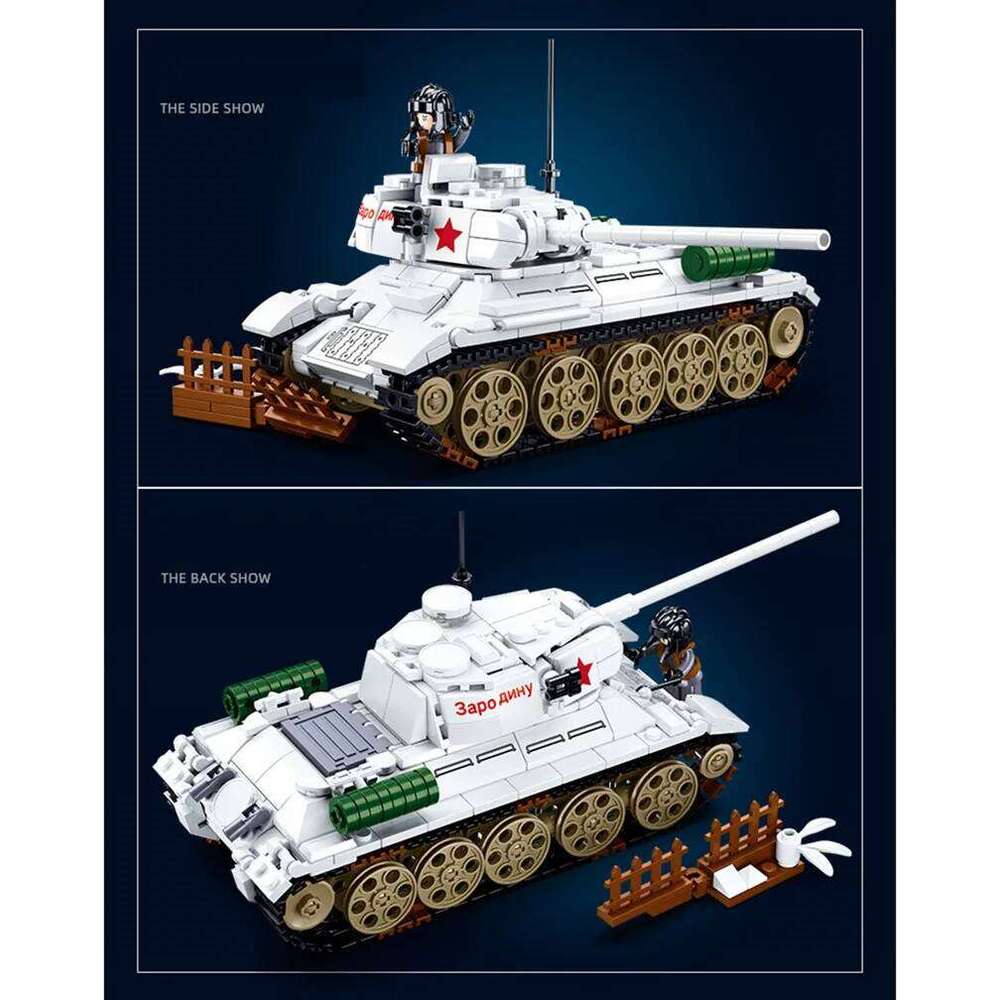 Sluban 518PCS WW2 Military T34-85 Medium Tank Building Blocks Set with Soldier Figures Educational Toy for Children Z260305