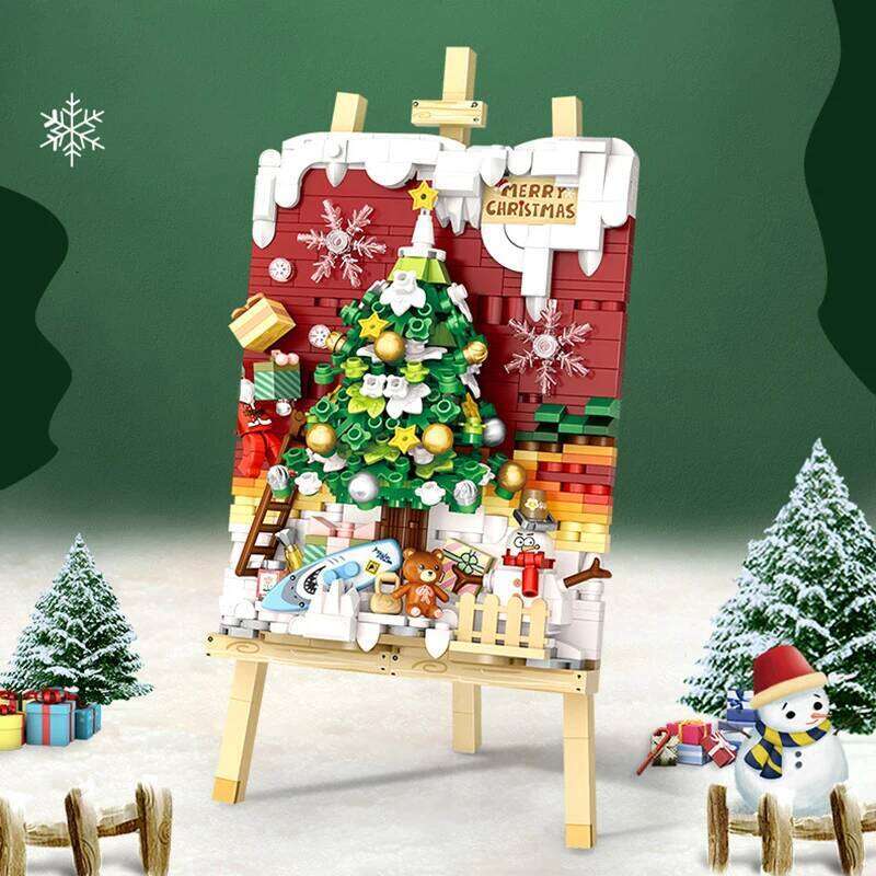 Creative Easel Christmas Tree Building Block Set DIY Puzzle Assembly Three-dimensional Painting Ornaments Children's Toys Gifts Z260306
