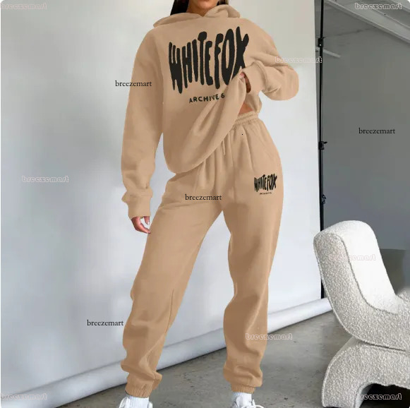 White Foxhoodie Designer Sweatshirt Mens Hoodie Pants Sweatpants 3D Letter Printed Design Long Sleeve Round Loose Sweater Gray Streetwear dd7