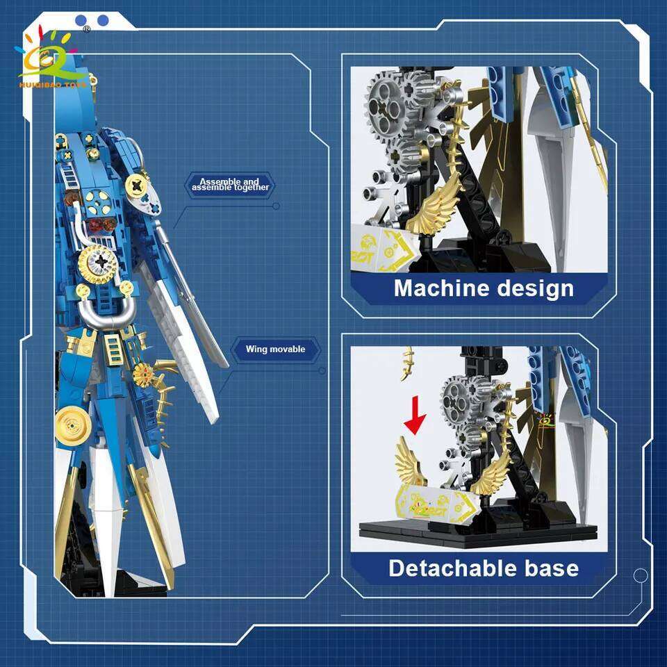 HUIQIBAO 679PCS MOC Mechanical Parrot Model Mini Building Block Animal Birds Series Technical Brick Children Toy Desk Decoration Z260306