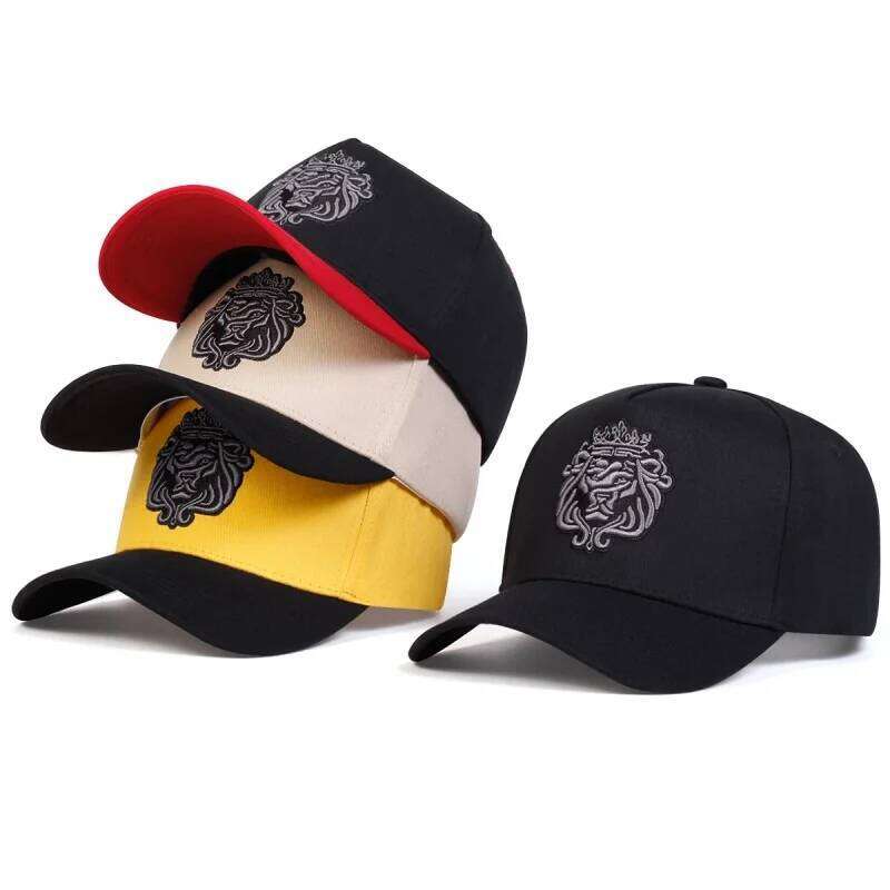 Unisex Crown Lion Embroidery Baseball Caps Spring and Autumn Outdoor Adjustable Casual Hats Sunscreen Hat Y260304