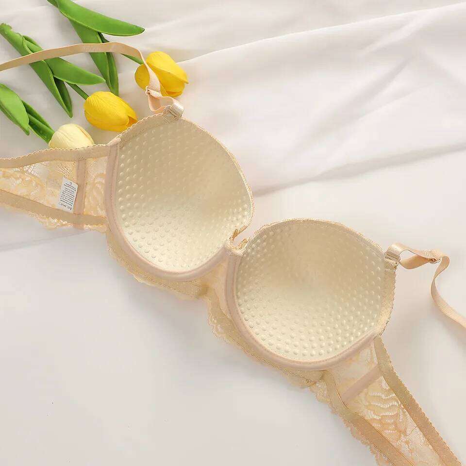 2Pieces Bras and Panty Sets Sexy Lace Transparent Floral Clothing Underwire Push Up Lingeries For Woman