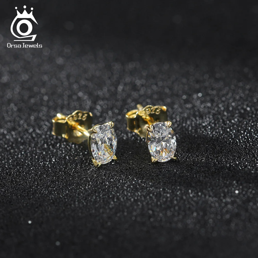 ORSA JEWELS Exquisite 925 Sterling Silver Zircon Earrings for Women Shiny 8A Premium Cubic Zirconia Earrings Party Jewelry LZE03 260303