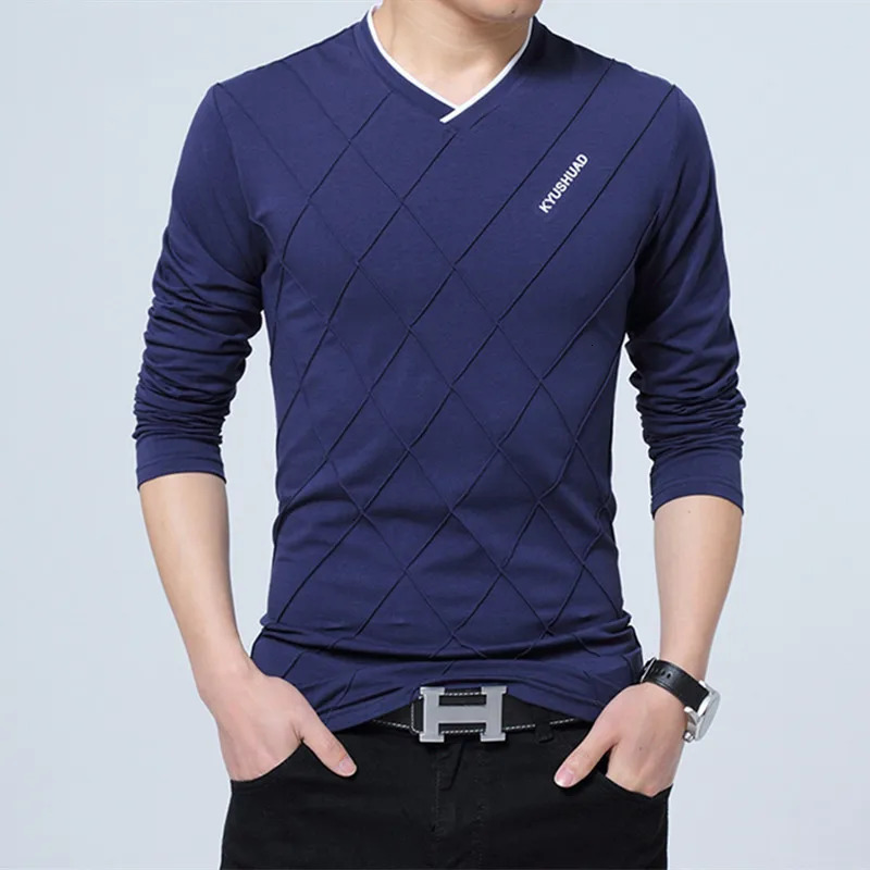 Mens Casual Tshirt Fashion Slim Long Sleeve V Neck Fitness Tshirts Tops Homme Boyfriend Gift Harajuku Streetwear 260302