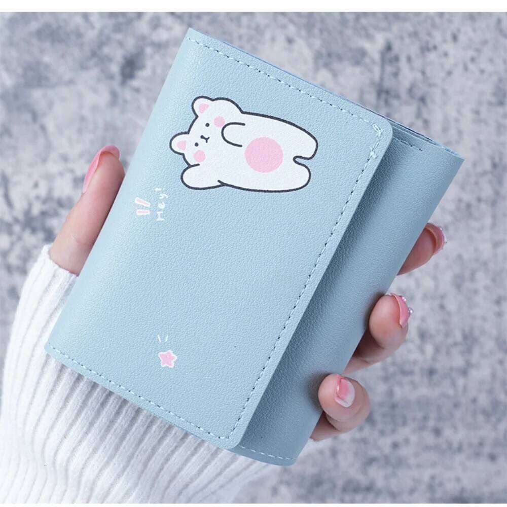 New Brand Pu Leather Student Triple Fold Bag Girl Multi-Card Slots Card Holder Short Ladies Coin Purse Cartoon Wallets C260304