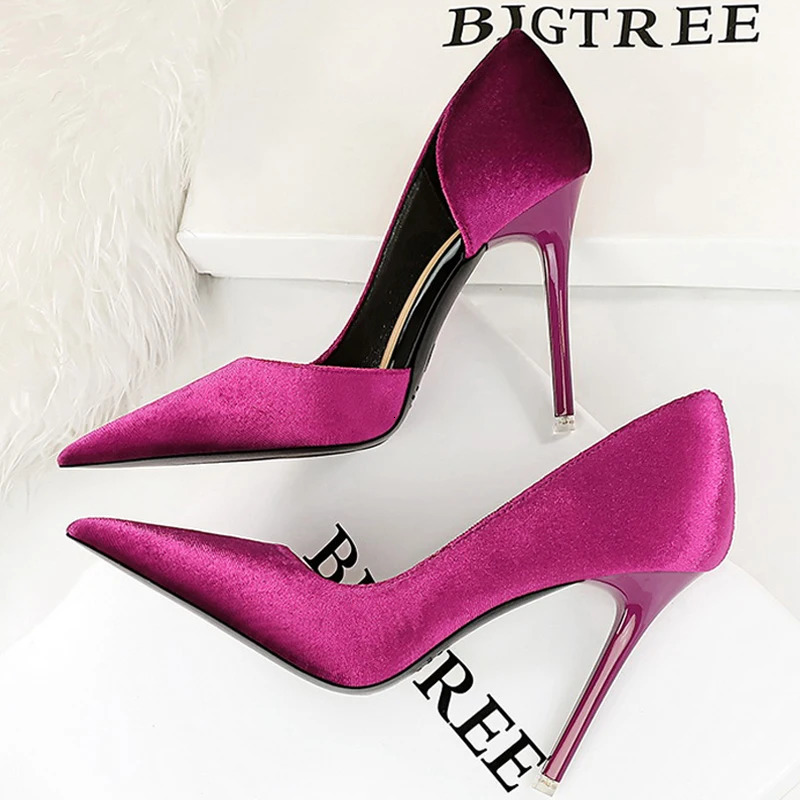 BIGTREE Shoes Purple Women Pumps Suede High Heels Sexy Party Shoes Stilettos Lady Heels Pumps Shoes Large Size 43 260306