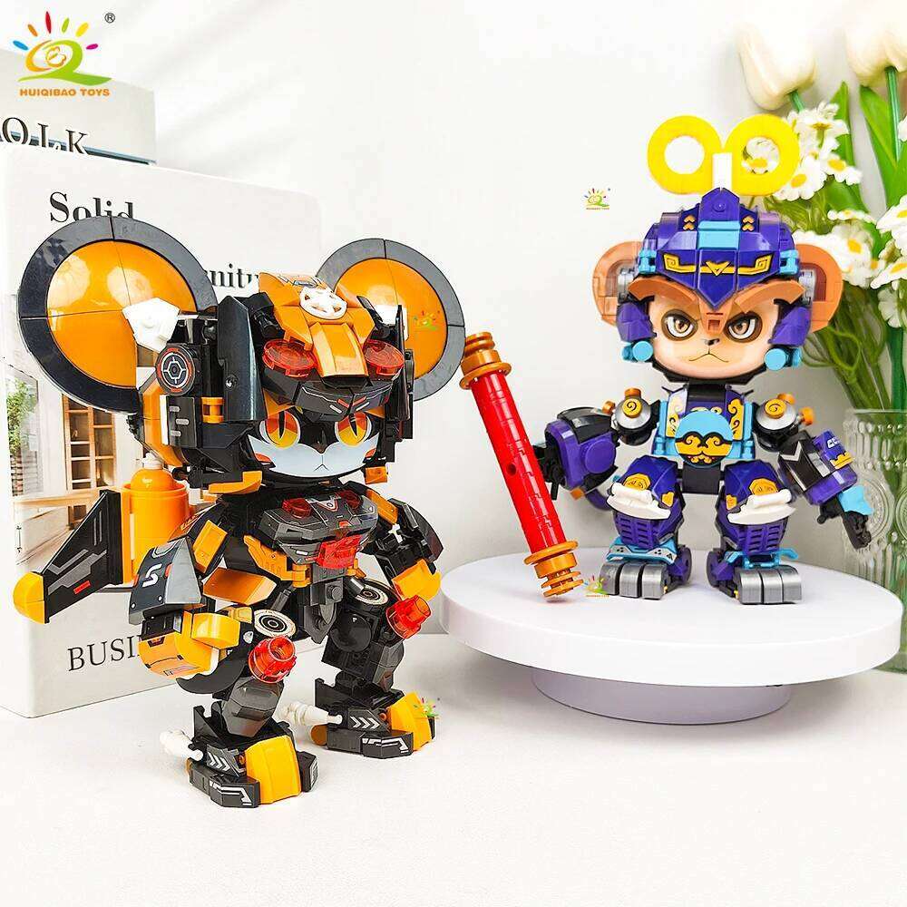 HUIQIBAO MOC Animals Model Building Block Snake Sheep Monkey Series Brick Construction Toy Children Desk Home Decoration Z260306